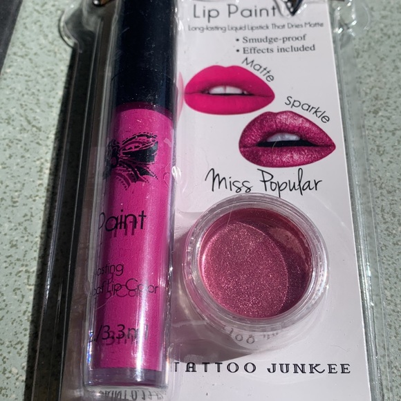 Tattoo Junkie MISS POPULAR matte lipstick smudge proof and sparkle - Picture 2 of 5